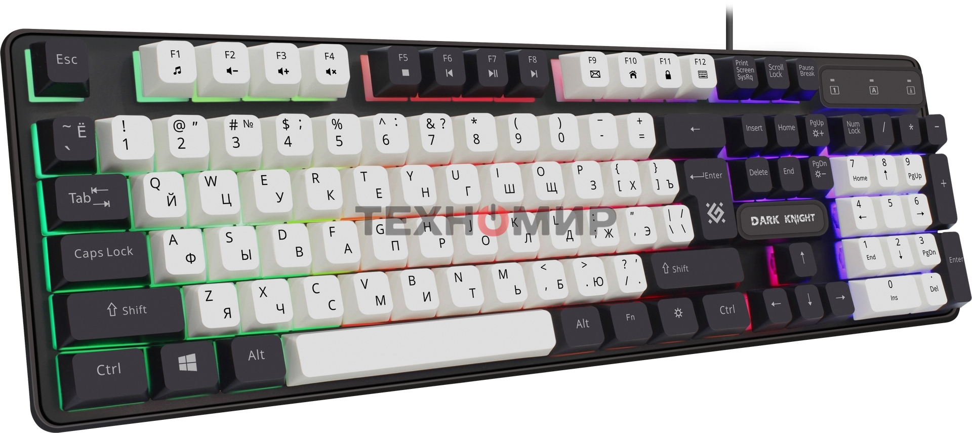Клавиатура проводная Defender Dark Knight R GK-077, USB, черный/белый