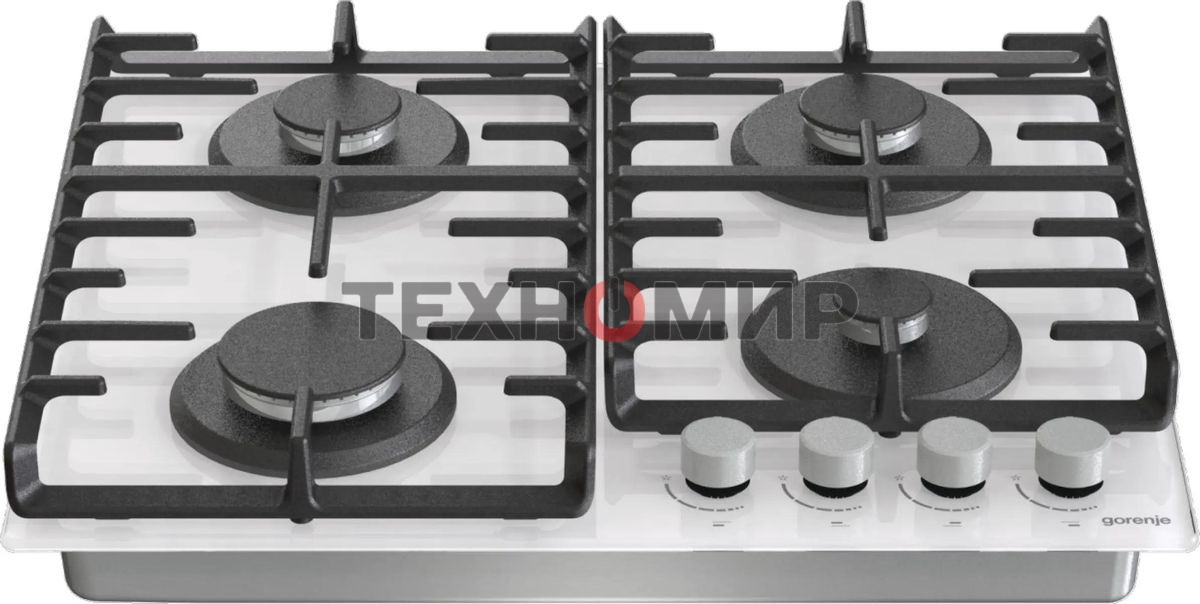 Газовая варочная панель Gorenje GT642AXW, 4 конфорки, закаленное стекло, белый