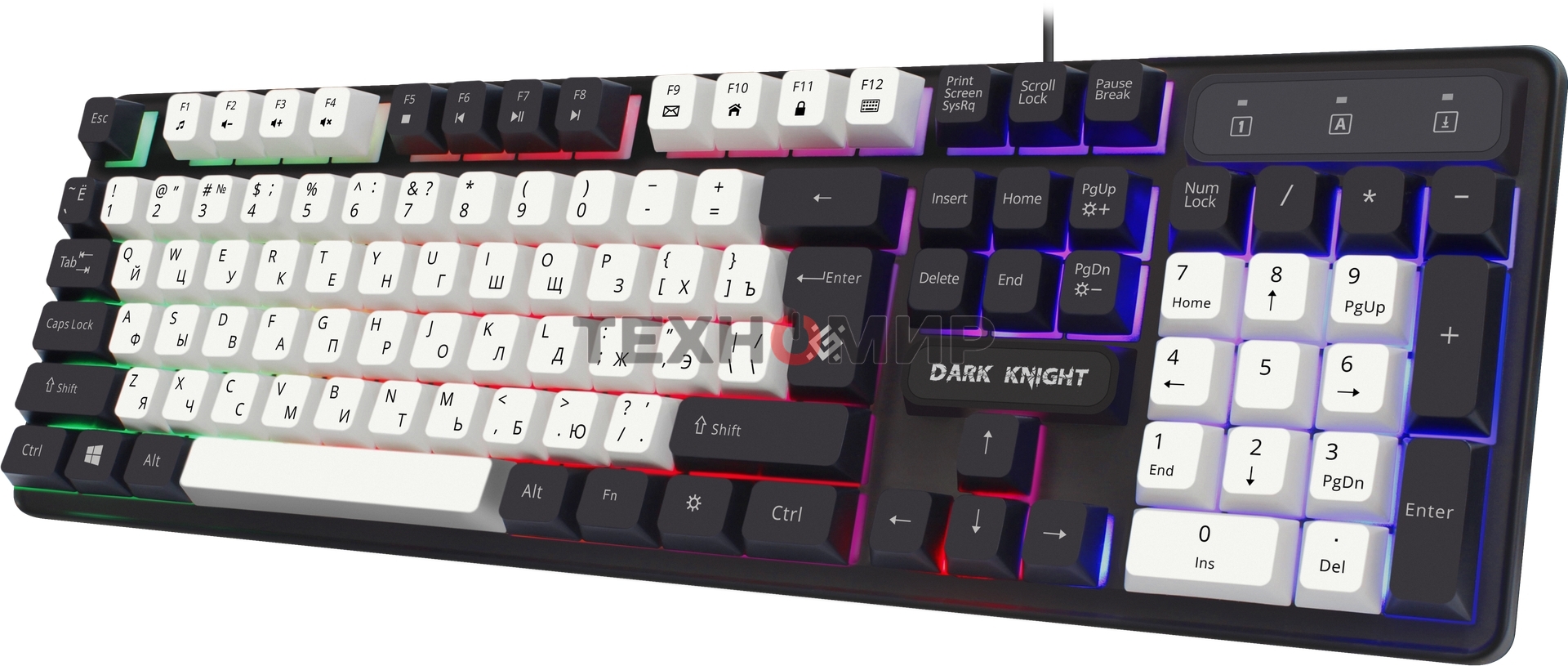 Клавиатура проводная Defender Dark Knight R GK-077, USB, черный/белый