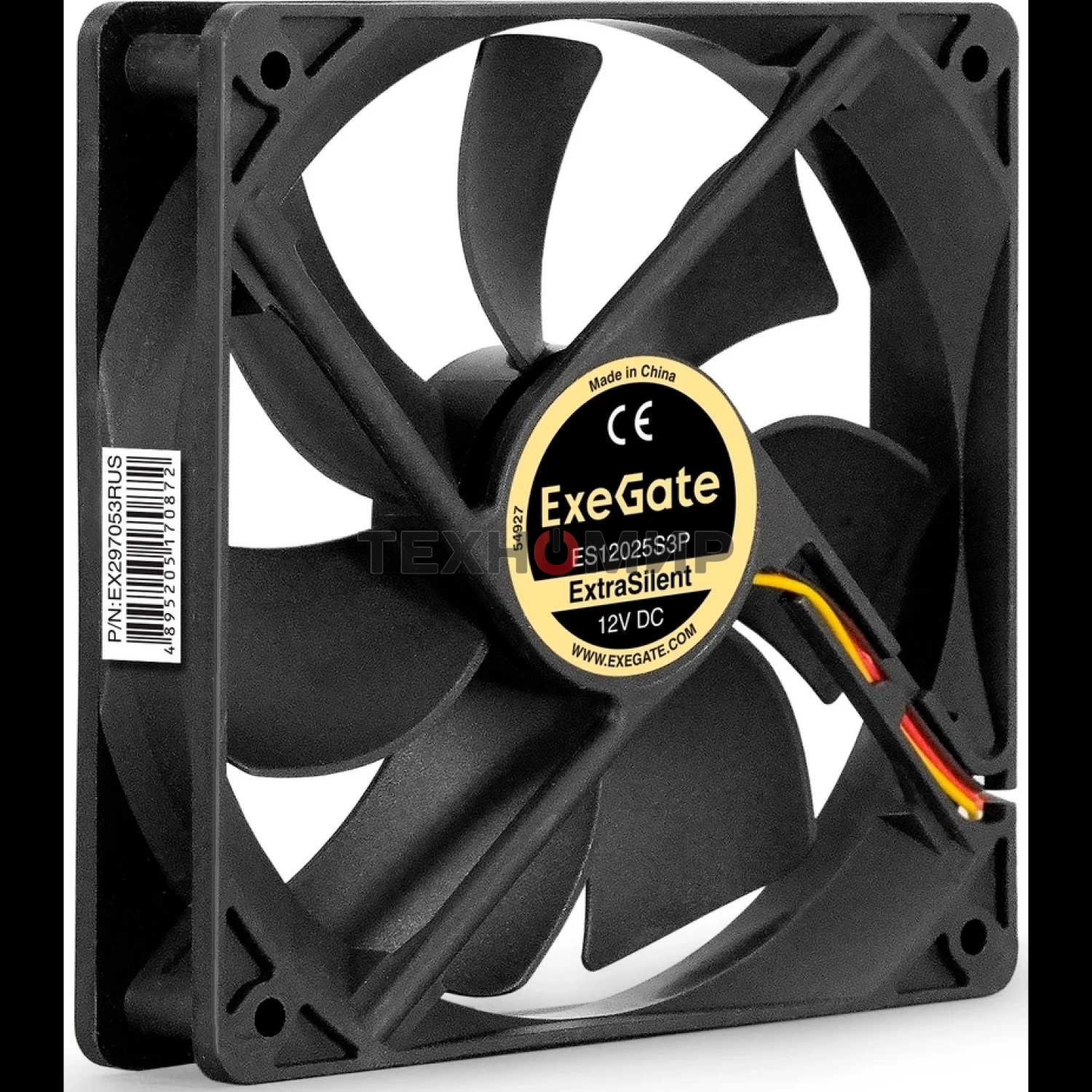 Вентилятор для корпуса ExeGate ExtraSilent ES12025S3P черный, 120 мм, 1300 об/мин, 22 дБ, 3 pin