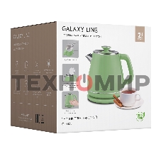 Чайник электрический Galaxy Line GL 0331, зеленый, пластик, двойная стенка из нержавеющей стали AISI 304 и пищевого пластика, 2200 Вт, 1.8 л, индикатор работы