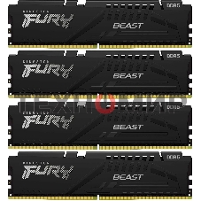 Оперативная память Kingston Fury Beast, DDR5, 128Gb (4x32Gb), 5200MHz, CL40, DIMM, радиатор, черный