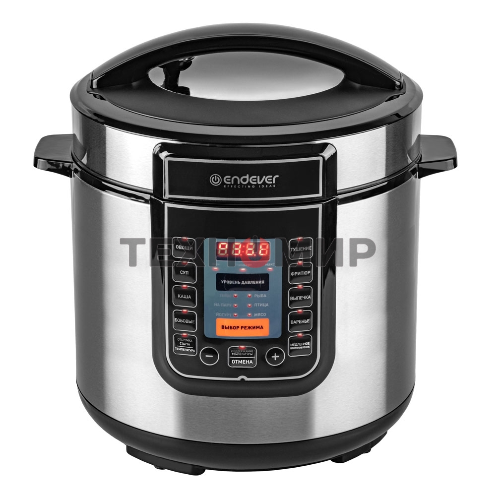 Скороварка-мультиварка электрическая Endever Vita-132, черный/стальной, мощность 1200 Вт, емкость 6л, 16 авторежимов работы, книга рецептов, 2 шт/уп.