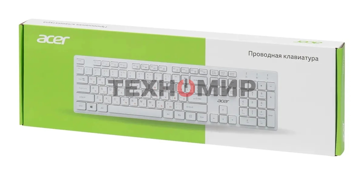 Клавиатура проводная Acer OKW123, USB, белый