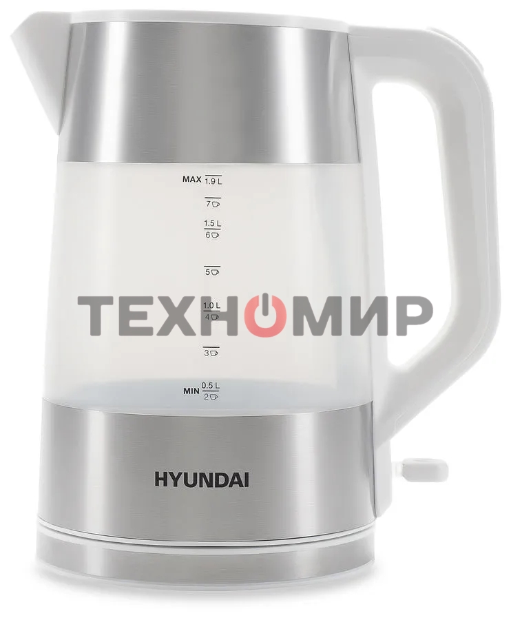 Чайник электрический Hyundai HYK-P4025 1.9 л, 2200 Вт, белый (корпус: пластик)