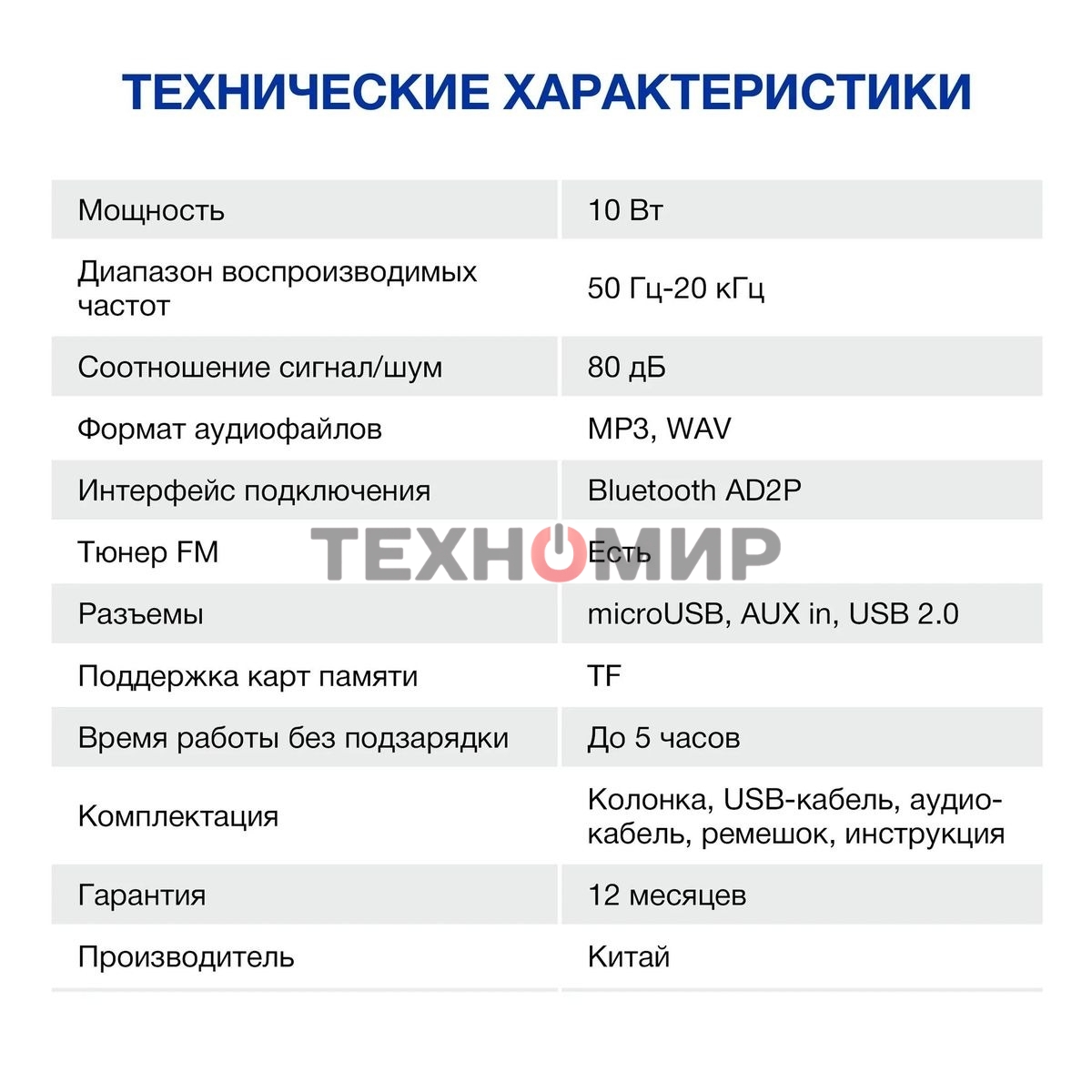 Колонка портативная Hyundai H-PAC220 черный/голубой 10W 1.0 BT/3.5Jack/USB
