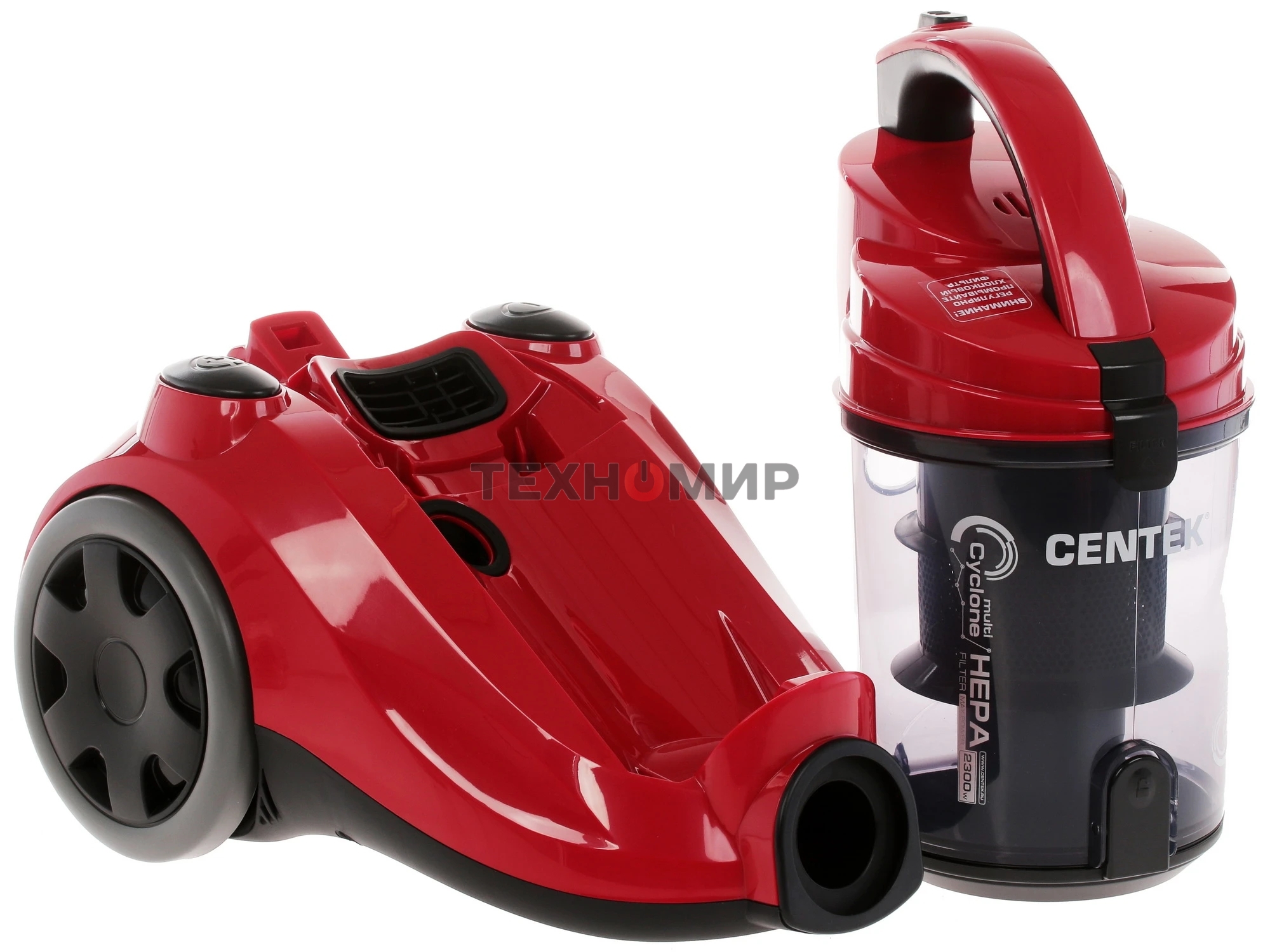 Пылесос Centek CT-2530 красный/черный, 400/2300 Вт, уборка сухая, пылесборник контейнер 2 л