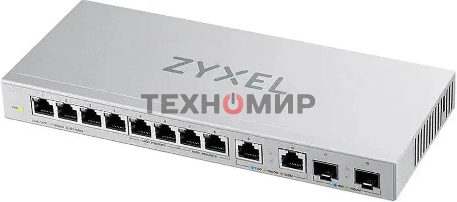 Коммутатор Zyxel XGS1010-12-ZZ0102F 8x1 Гбит/с 2x2.5 Гбит/с 2SFP+ неуправляемый