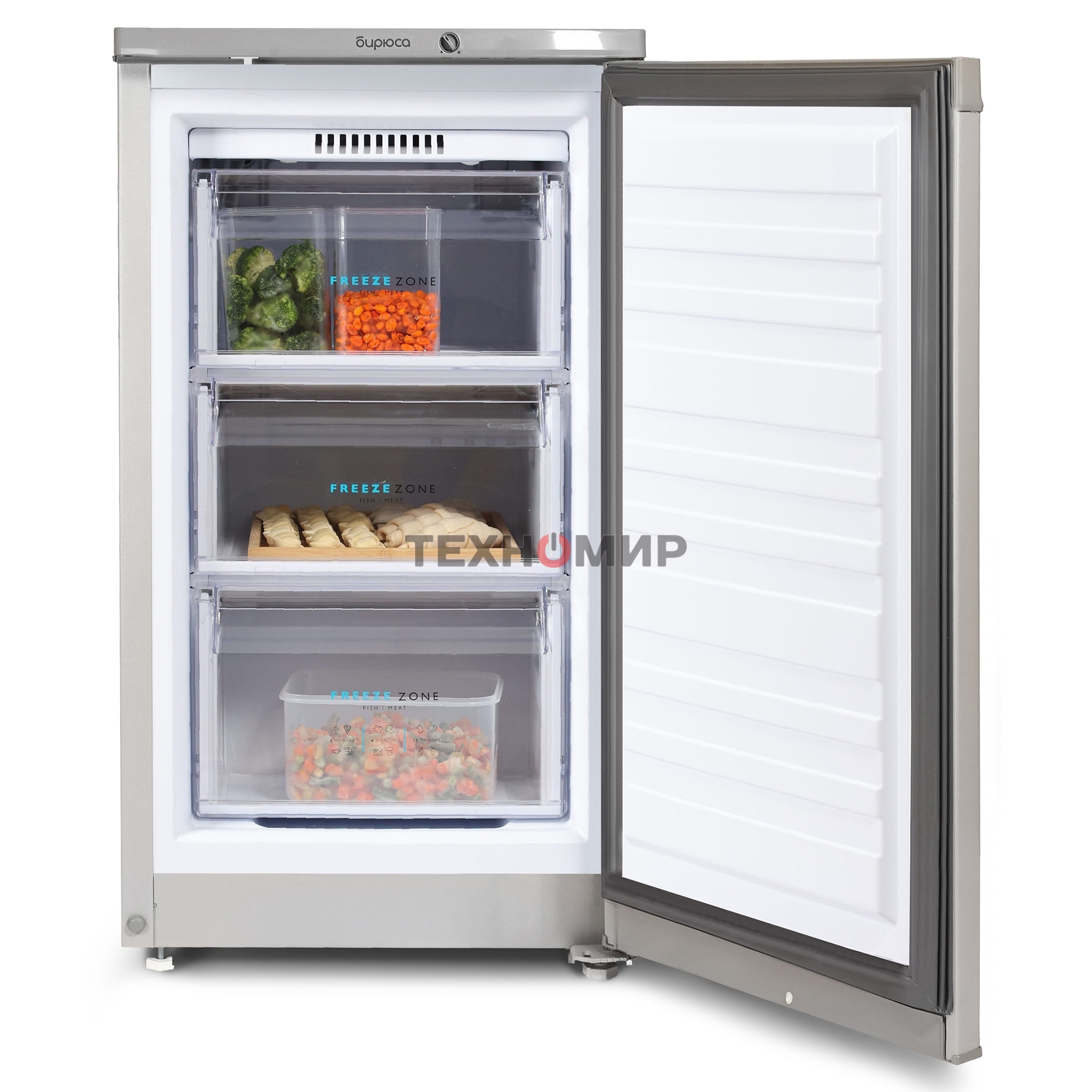 Морозильная камера Бирюса M412 металлик, 80л, 3 ящика