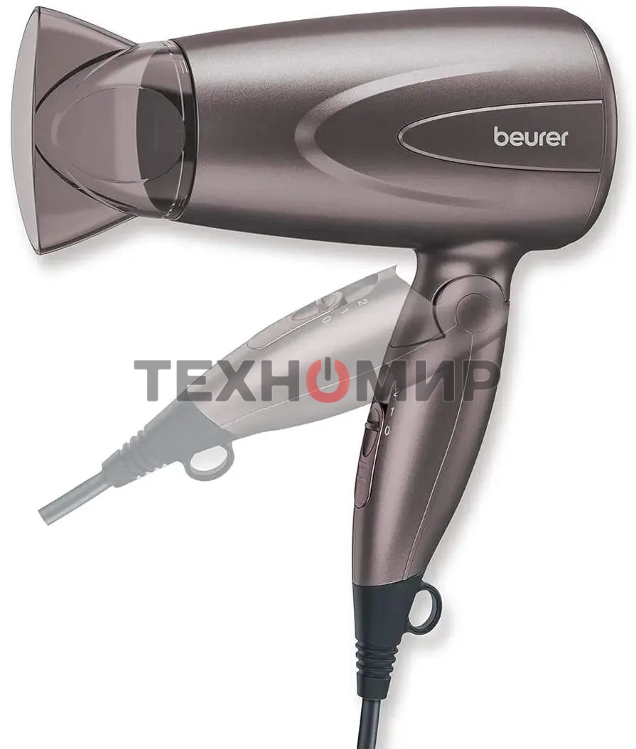 Фен Beurer HC17 серый, 1300 Вт, компактный, ионизация