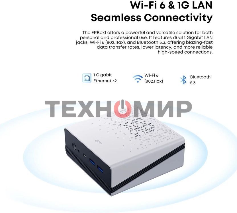 Неттоп Acer Gadget E10 ERBox 1 Ryzen 7 6800H (3.2) 16Gb SSD512Gb 680M Windows 11 Pro 2xGbitEth WiFi BT 120W черный/белый