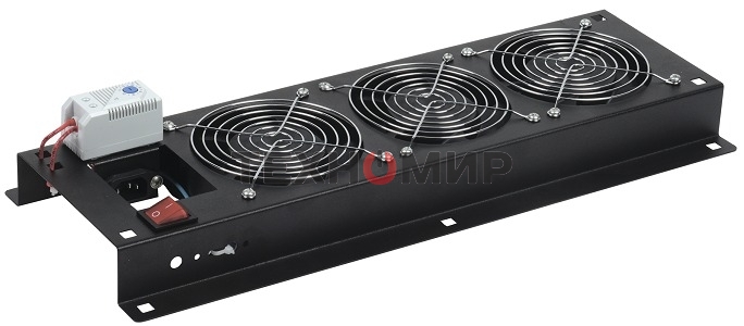 Вентиляторная панель с выключателем и термостатом 3 модуля черная Вентиляторная панель с выключателем и термостатом 3 модуля черная