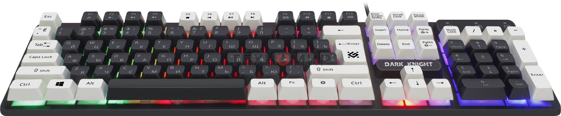 Клавиатура проводная Defender Dark Knight GK-077, USB, черный/белый