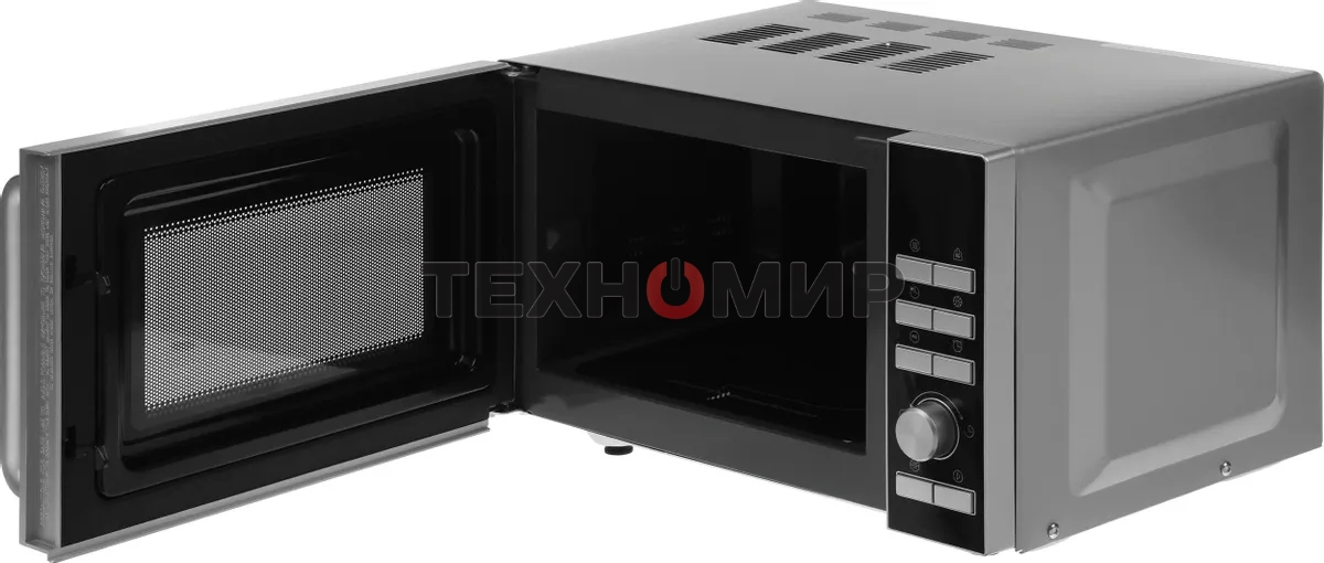 Микроволновая печь Galanz MOS-2402FDS серебристый/черный, 20 л, 800 Вт, переключатели - кнопки, поворотный механизм