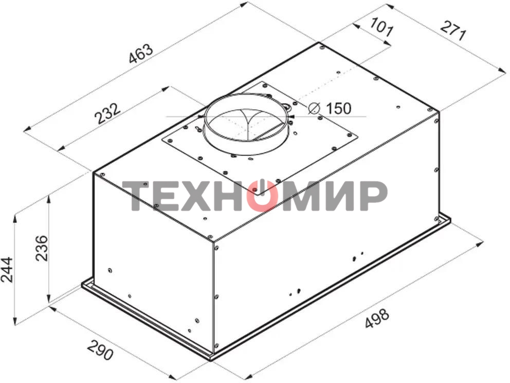 Вытяжка встраиваемая Maunfeld Crosby Power 50 нержавеющая сталь, 50 см, 1050 куб. м/ч, 51.8 дБ
