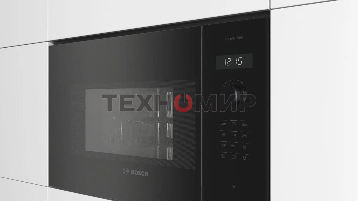 Микроволновая печь встраиваемая Bosch BEL454MB1F 6 Series, 900Вт,LED-display,AutoPilot 8, 25 л, гриль, черный, 382x594x388 мм