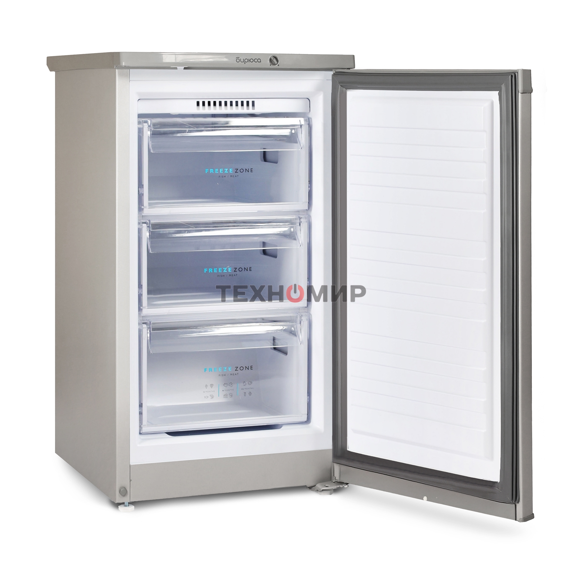 Морозильная камера Бирюса M412 металлик, 80л, 3 ящика