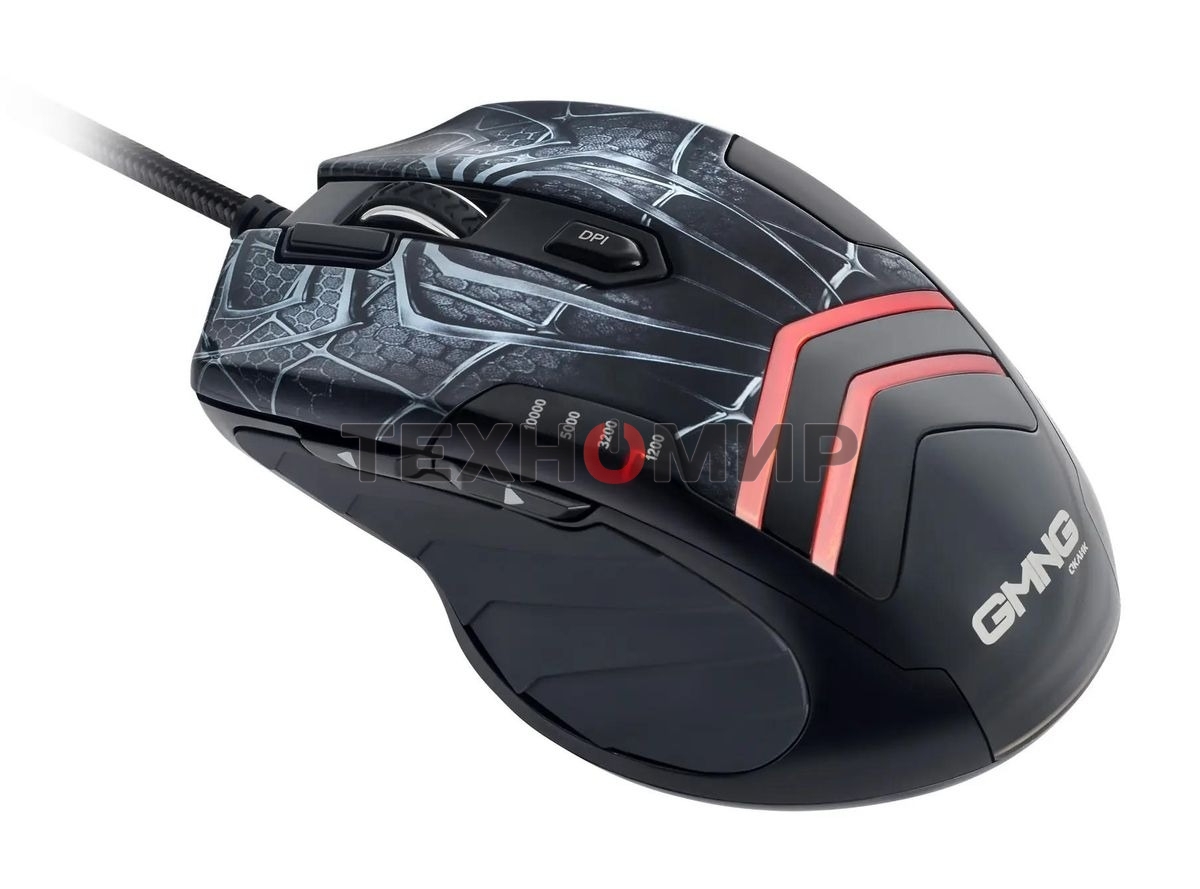 Мышь проводная GMNG XM007 черный/красный, 10000 dpi, USB, кнопки - 7