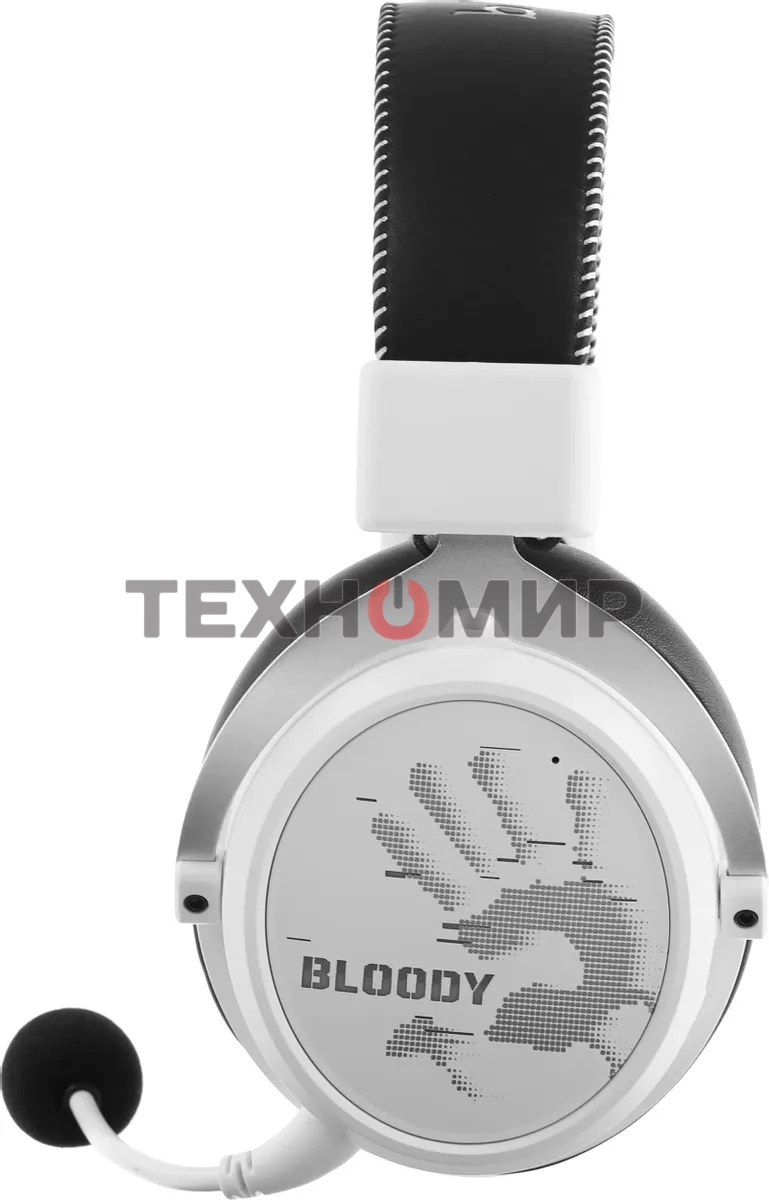 Гарнитура беспроводная/проводная с микрофоном A4Tech Bloody MR590 Sports белый/черный 1.5м мониторные BT/Radio/3.5mm оголовье (MR590+ WIRED/SPORT WHITE)