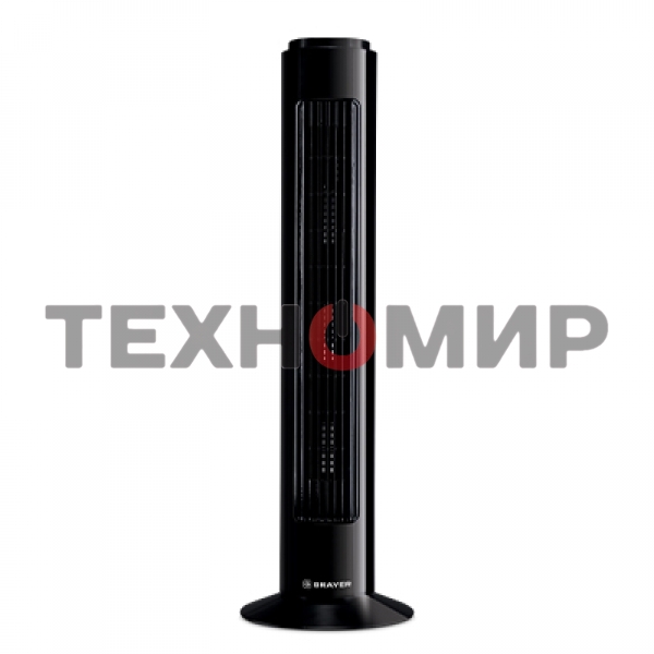 Колонный вентилятор BRAYER BR4952BK, механич.упр., вращение 90°, мощность 50Вт, защита от перегрева
