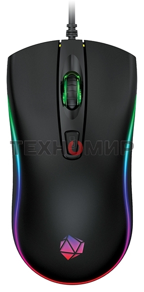 Мышь проводная Qumo Onyx RGb M73 черный, 2400 dpi, USB, кнопки - 4