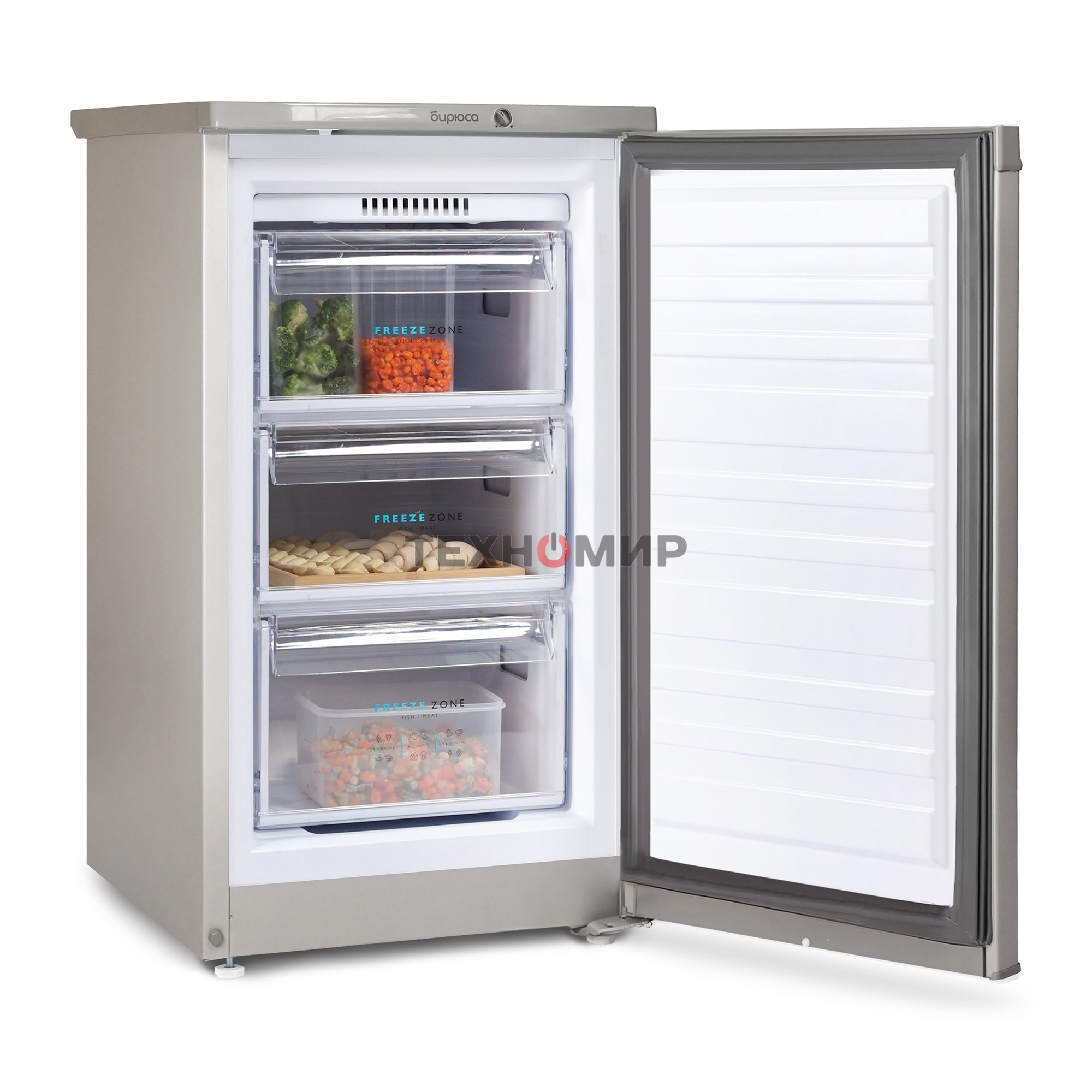 Морозильная камера Бирюса M412 металлик, 80л, 3 ящика