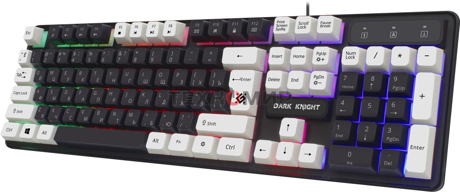 Клавиатура проводная Defender Dark Knight GK-077, USB, черный/белый