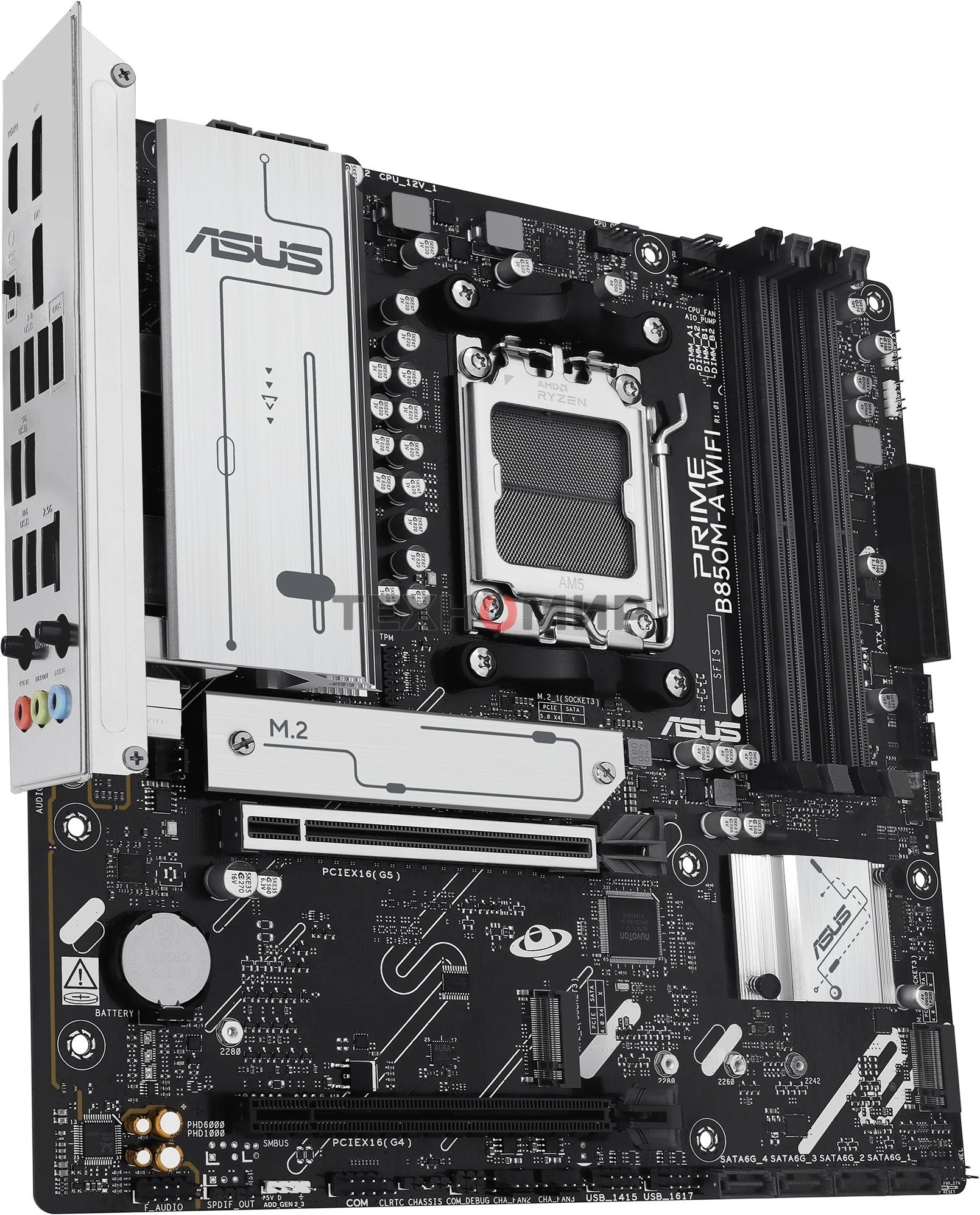 Материнская плата ASUS PRIME B850M-A WIFI, AM5, AMD B850, 4xDDR5, 4xSATA, 3xM.2, 1xPCIe 5.0 x16, 1xPCIe 4.0 x16, 1xHDMI, 2xDP, 1x2.5Gb LAN, Wi-Fi 6E, Bluetooth 5.3, 2xUSB-A 10Gbps, 2xUSB-A 5Gbps, 4xUSB-A 2.0, 3x3.5 мм, 7.1, mATX