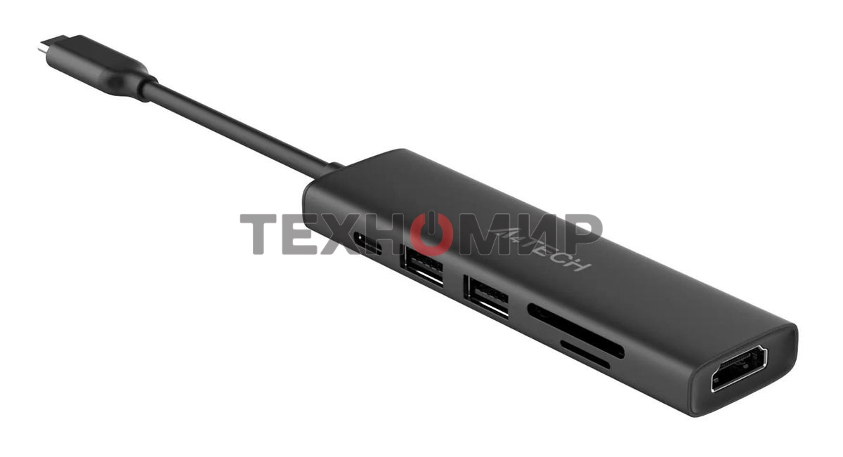 Разветвитель USB-C A4Tech DST-60C 2порт. серый