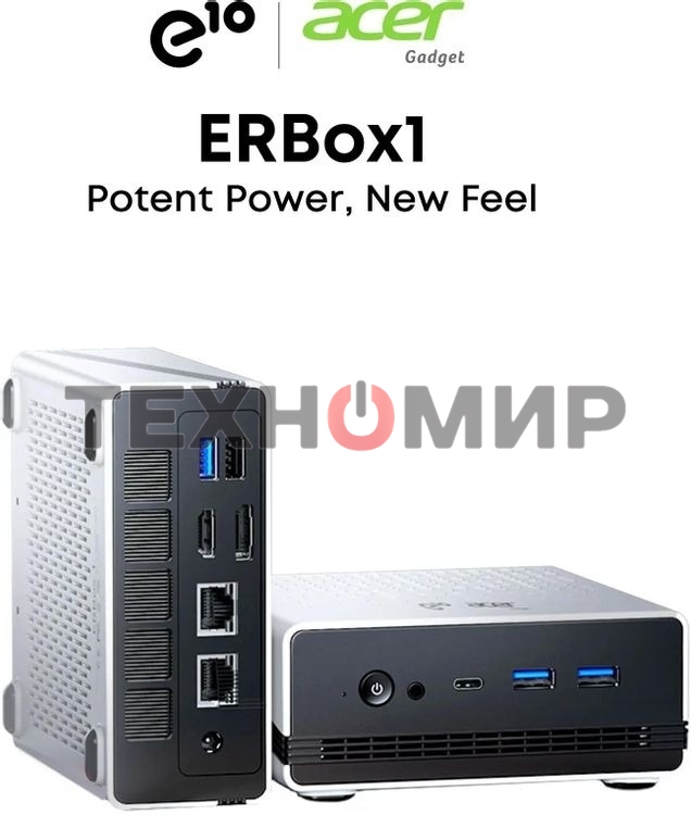 Неттоп Acer Gadget E10 ERBox 1 Ryzen 7 6800H (3.2) 16Gb SSD512Gb 680M Windows 11 Pro 2xGbitEth WiFi BT 120W черный/белый