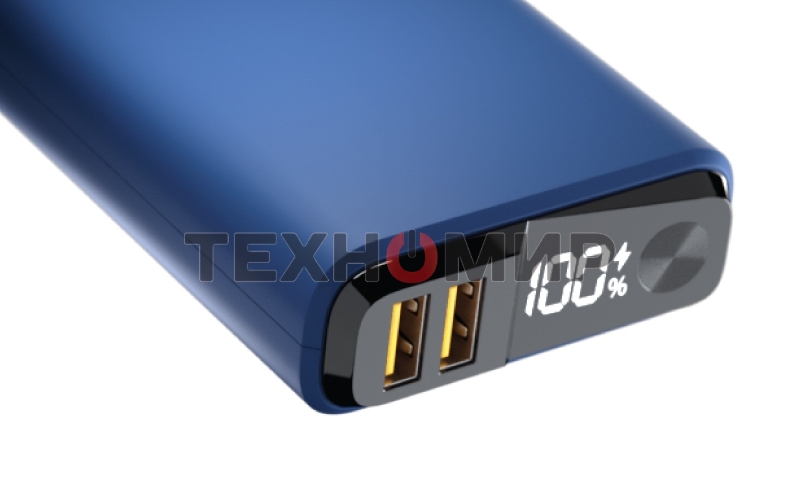 Портативный аккумулятор OLMIO QS-10, 10000mAh, 22.5W, QuickCharge3.0/PowerDelivery, LCD, темно-синий