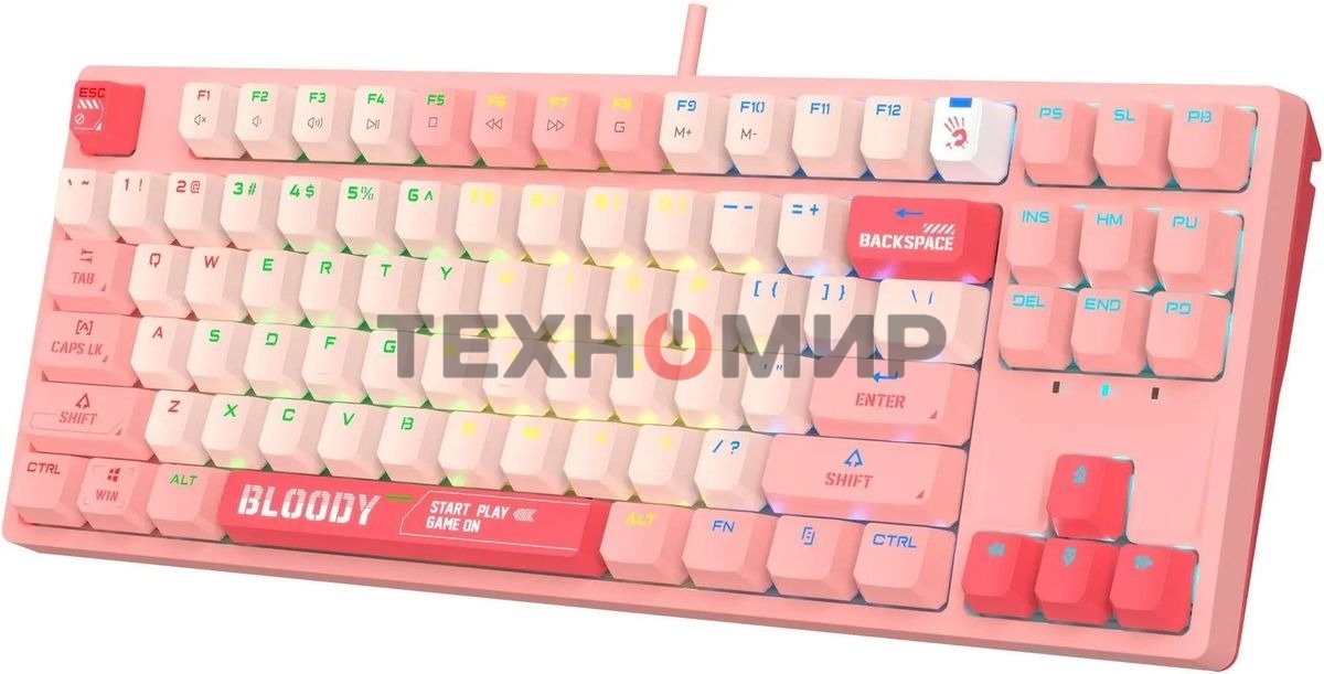 Клавиатура проводная A4Tech Bloody S87 Energy (S87 USB ENERGY PINK) USB розовый