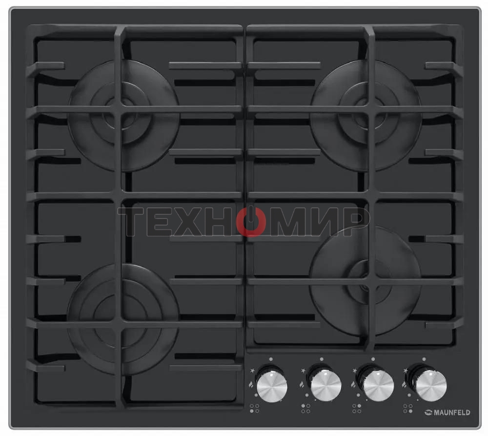 Газовая варочная панель Maunfeld EGHG.64.6CB/G, 4 конфорки, закаленное стекло, черный