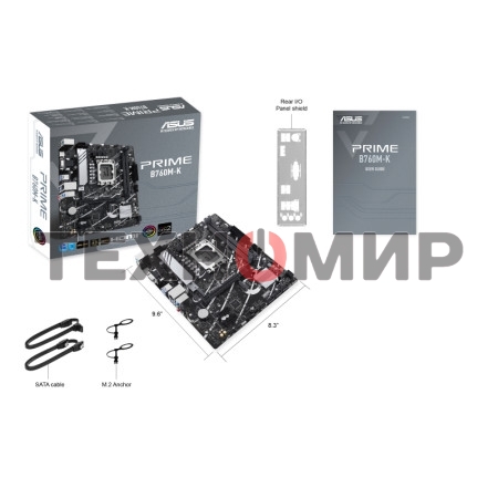 Материнская плата ASUS PRIME B760M-K, LGA 1700, Intel B760, 2xDDR5, 4xSATA, 2xM.2, 1xPCIe 4.0 x16, 2xPCIe x1, 1xHDMI, 1xVGA, 1x 2.5Gb LAN, 2xUSB-A 3.2 Gen 1, 2xUSB-A 2.0, 3x3.5 мм, 7.1, mATX