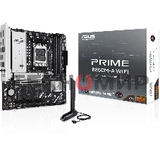 Материнская плата ASUS PRIME B850M-A WIFI, AM5, AMD B850, 4xDDR5, 4xSATA, 3xM.2, 1xPCIe 5.0 x16, 1xPCIe 4.0 x16, 1xHDMI, 2xDP, 1x2.5Gb LAN, Wi-Fi 6E, Bluetooth 5.3, 2xUSB-A 10Gbps, 2xUSB-A 5Gbps, 4xUSB-A 2.0, 3x3.5 мм, 7.1, mATX