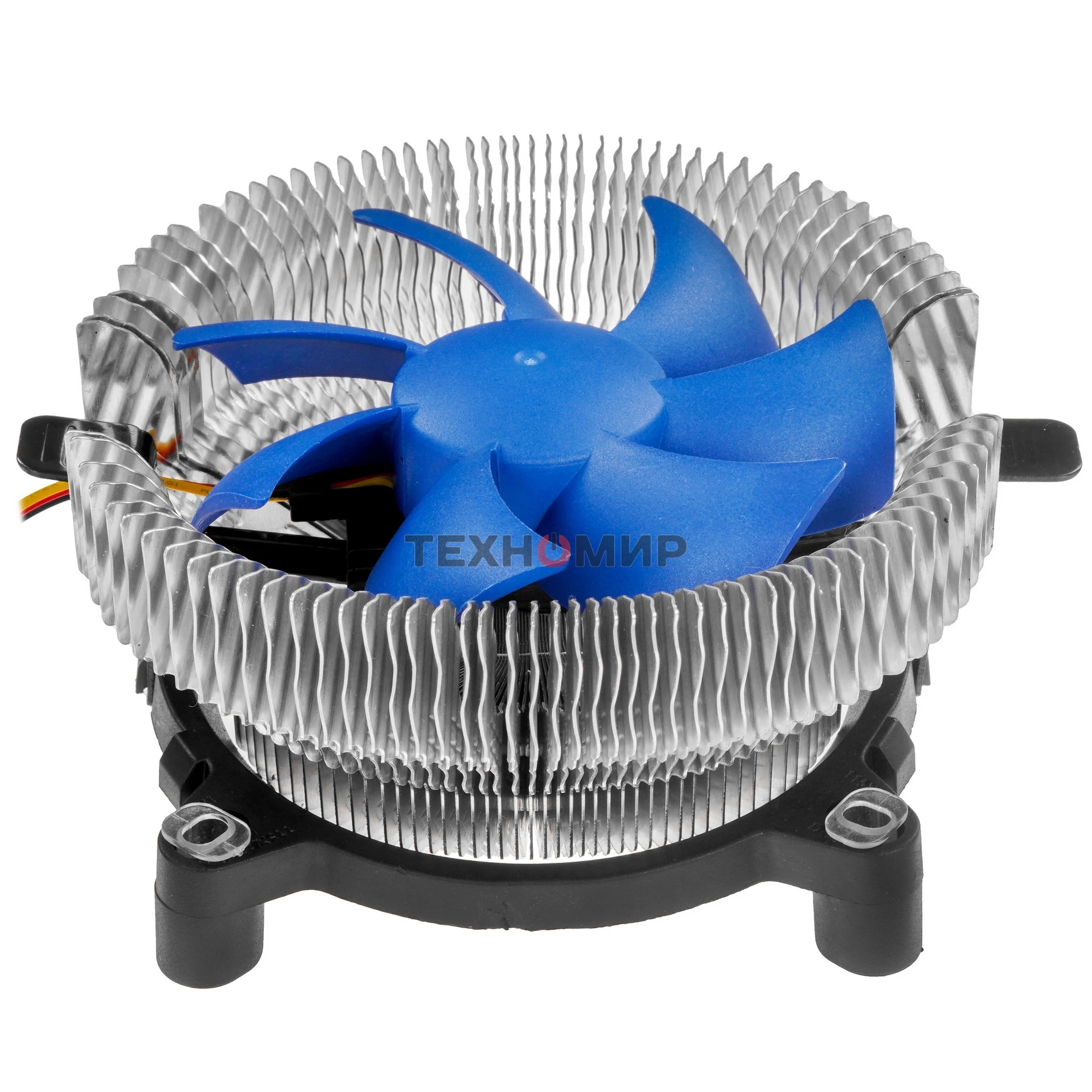 Кулер для процессора Crown CM-90 v2 серебристый/синий, 90 мм, алюминий, 2000 об/мин, 20 дБ, 3 pin, 95 Вт, 57 мм