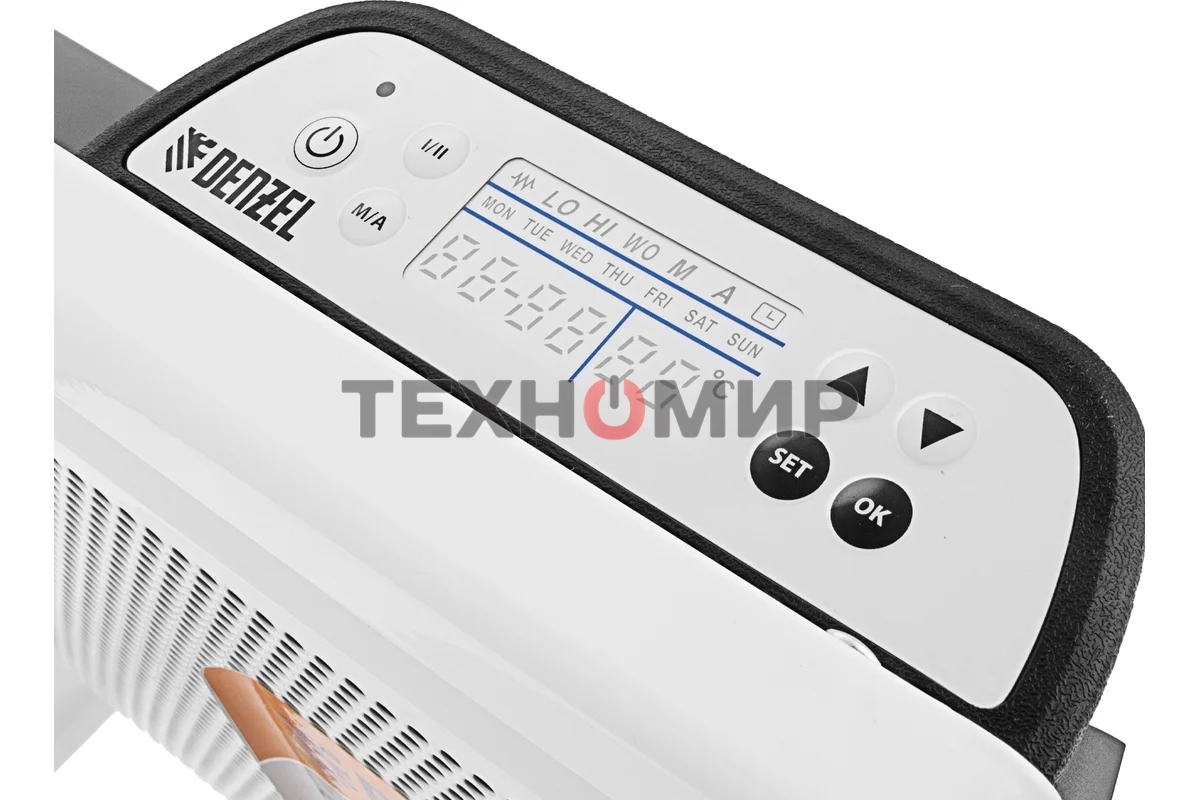 Конвектор электрический гибридный Denzel HybridX-1000 белый, 1000 Вт, 20 м2, термостат, дисплей