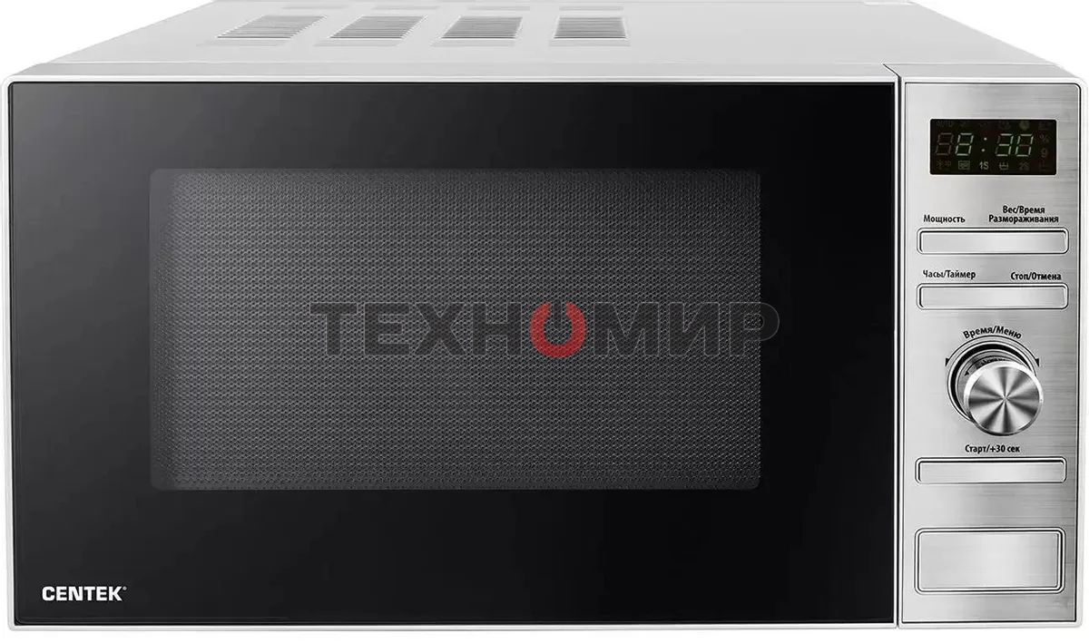 Микроволновая печь Centek CT-1586 серебристый, 20 л, 700 Вт, переключатели - кнопки, поворотный механизм
