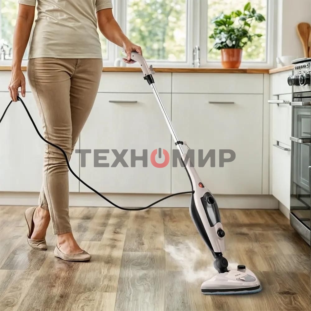 Швабра паровая Kitfort КТ-3929 1300Вт бежевый/черный