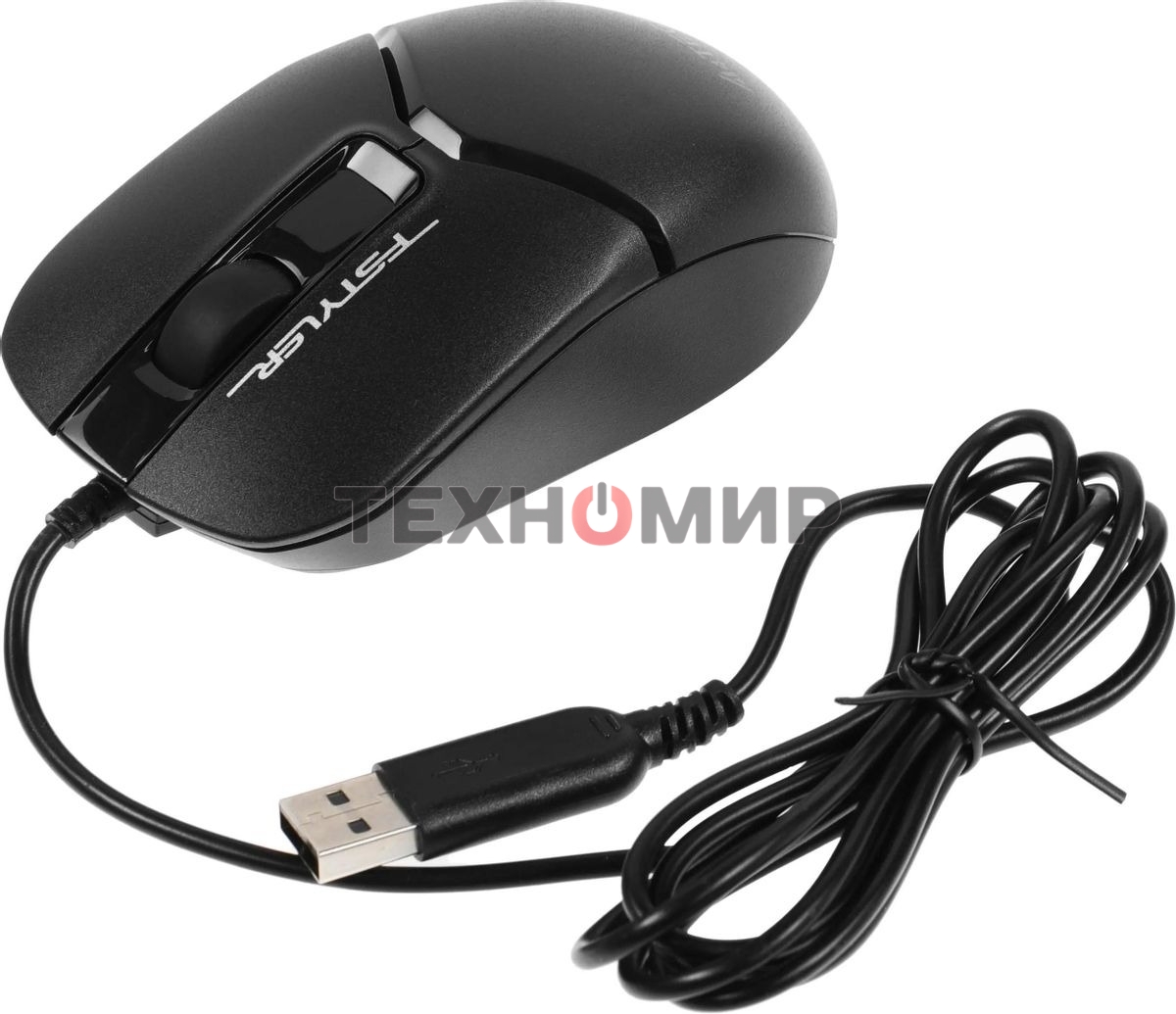 Мышь проводная A4Tech Fstyler FM12S черный, 1200 dpi, USB, кнопки - 3