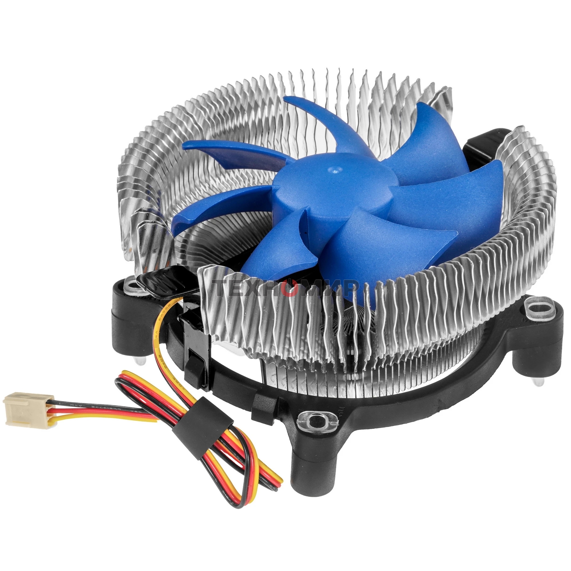 Кулер для процессора Crown CM-90 v2 серебристый/синий, 90 мм, алюминий, 2000 об/мин, 20 дБ, 3 pin, 95 Вт, 57 мм