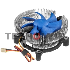 Кулер для процессора Crown CM-90 v2 серебристый/синий, 90 мм, алюминий, 2000 об/мин, 20 дБ, 3 pin, 95 Вт, 57 мм