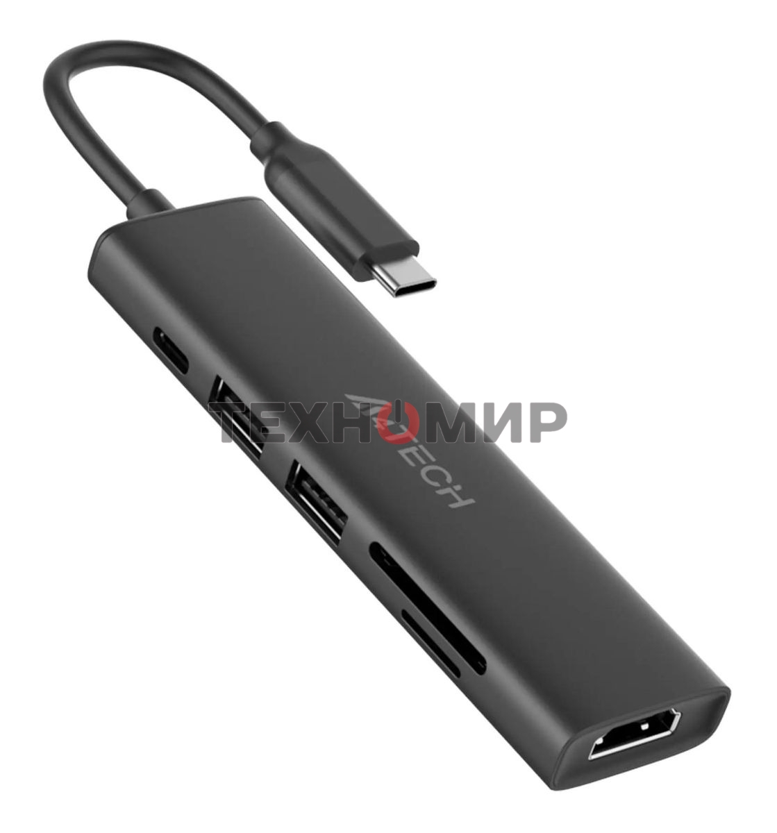 Разветвитель USB-C A4Tech DST-60C 2порт. серый