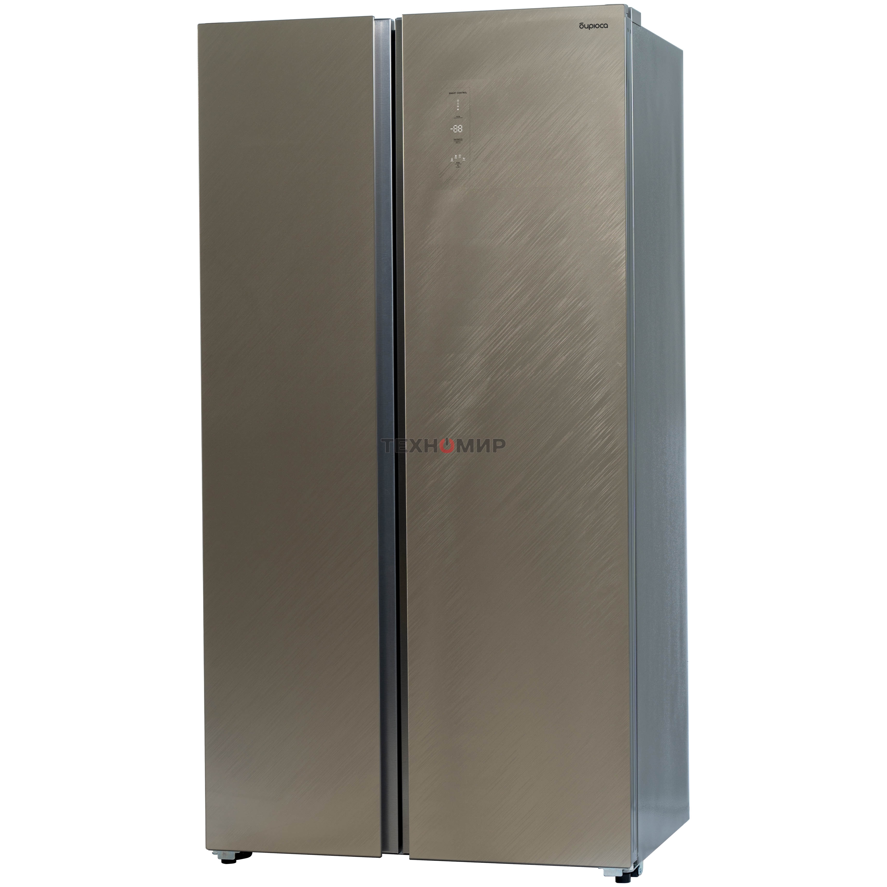 Холодильник Бирюса SBS 541 TGG текстурированное бежевое стекло двухкамерный 343/198 л морозилка слева, NoFrost, Side-by-side
