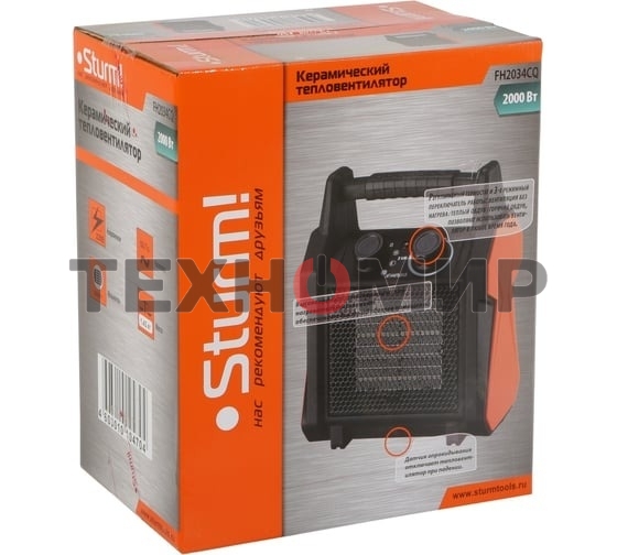 Тепловентилятор Sturm! FH2034CQ, черный/оранжевый, 2000 Вт, 20 м2, термостат