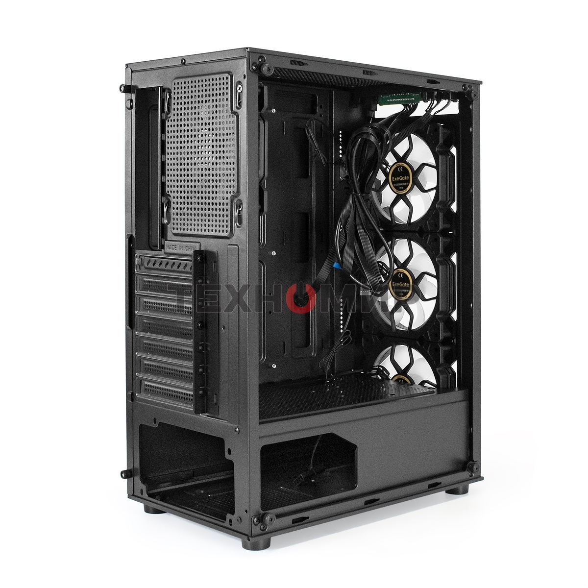 Компьютерный корпус Miditower ExeGate i3 BASE-NPX500 (ATX, БП 500NPX с вент. 12 см, с окном, 1*USB+1*USB 3.0, аудио, 4 вент. 12см с RGb подсветкой)