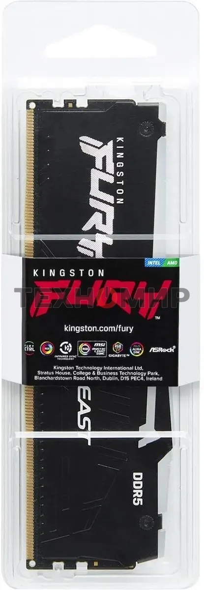 Оперативная память Kingston DDR5 DIMM FURY Beast Black EXPO RGb 16Gb, 6800Mhz, KF568C34BBEA-16 CL34, с радиатором Kingston