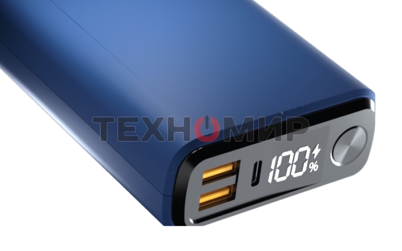 Портативный аккумулятор OLMIO QS-30, 30000mAh, 22.5W, QuickCharge3.0/PowerDelivery, LCD, темно-синий