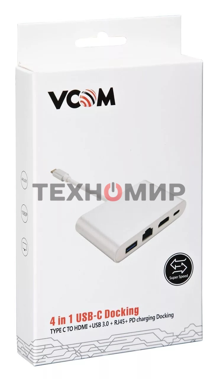 Кабель-адаптер USB3.1 Type-CM-->HDMI+USB3.0+RJ45+PD charging VCOM