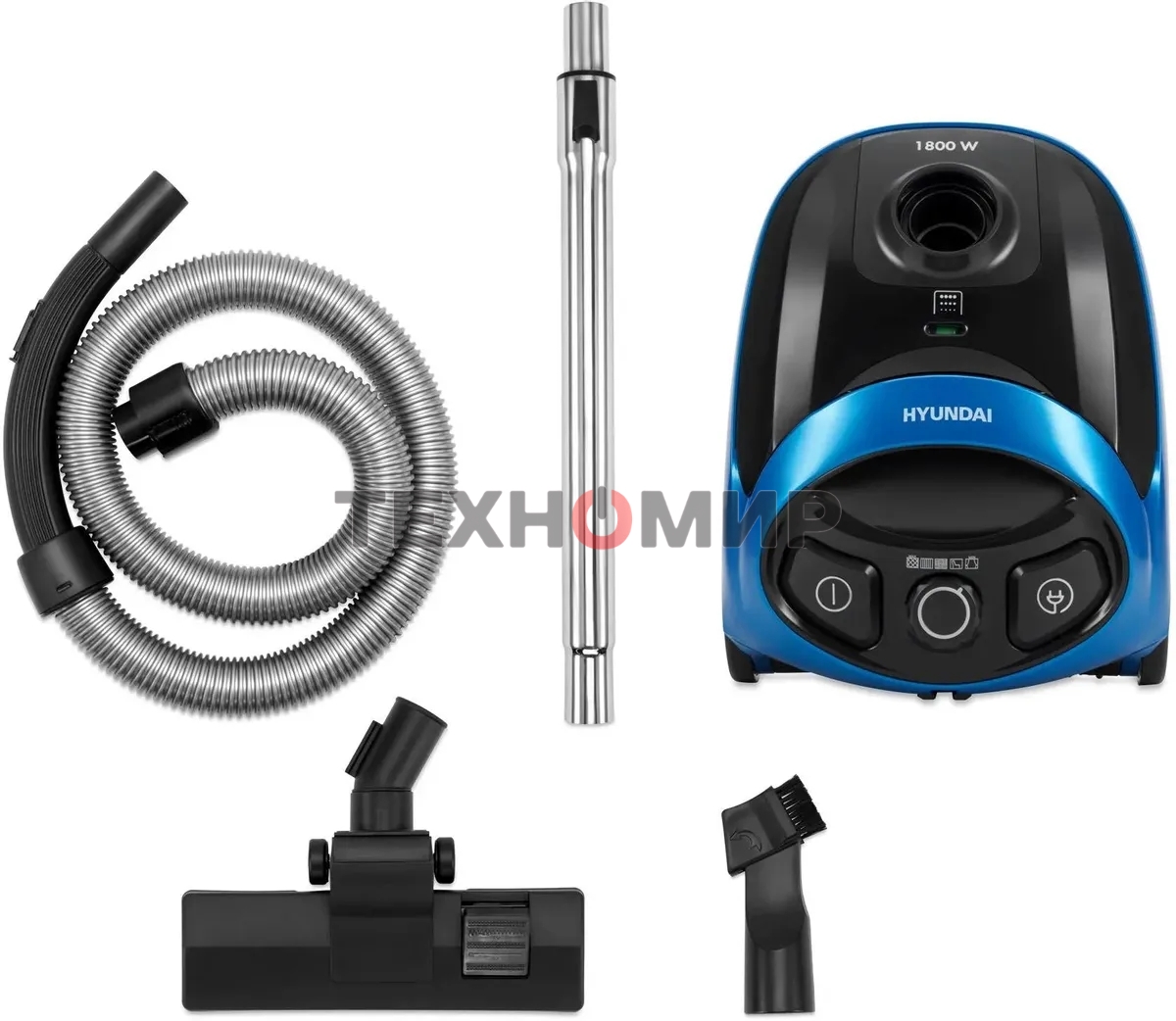 Пылесос Hyundai HYV-B1550 синий/черный, 250/1800 Вт, уборка сухая, пылесборник мешок, 1.5 л (в компл.:1мешок)